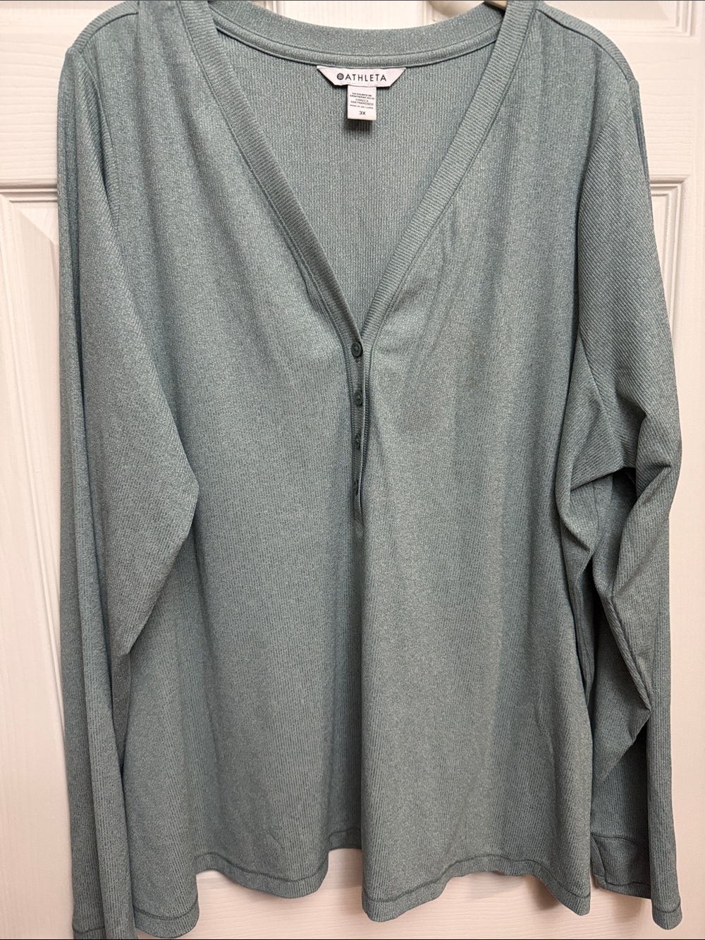 Athleta Sage Green Long Sleeve Henley Top